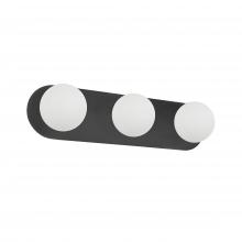 Dainolite BUR-3W-MB-WH - 3 Light Vanity in Matte Black w/ White Opal Glass